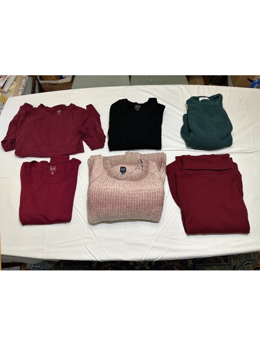 GAP Medium TALL Sweaters Long Sleeve Shirts Old Navy Small Tall Ombre Black Red